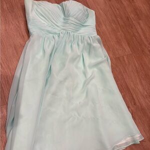 Blu Sage Mint Green Strapless Chiffon Dress